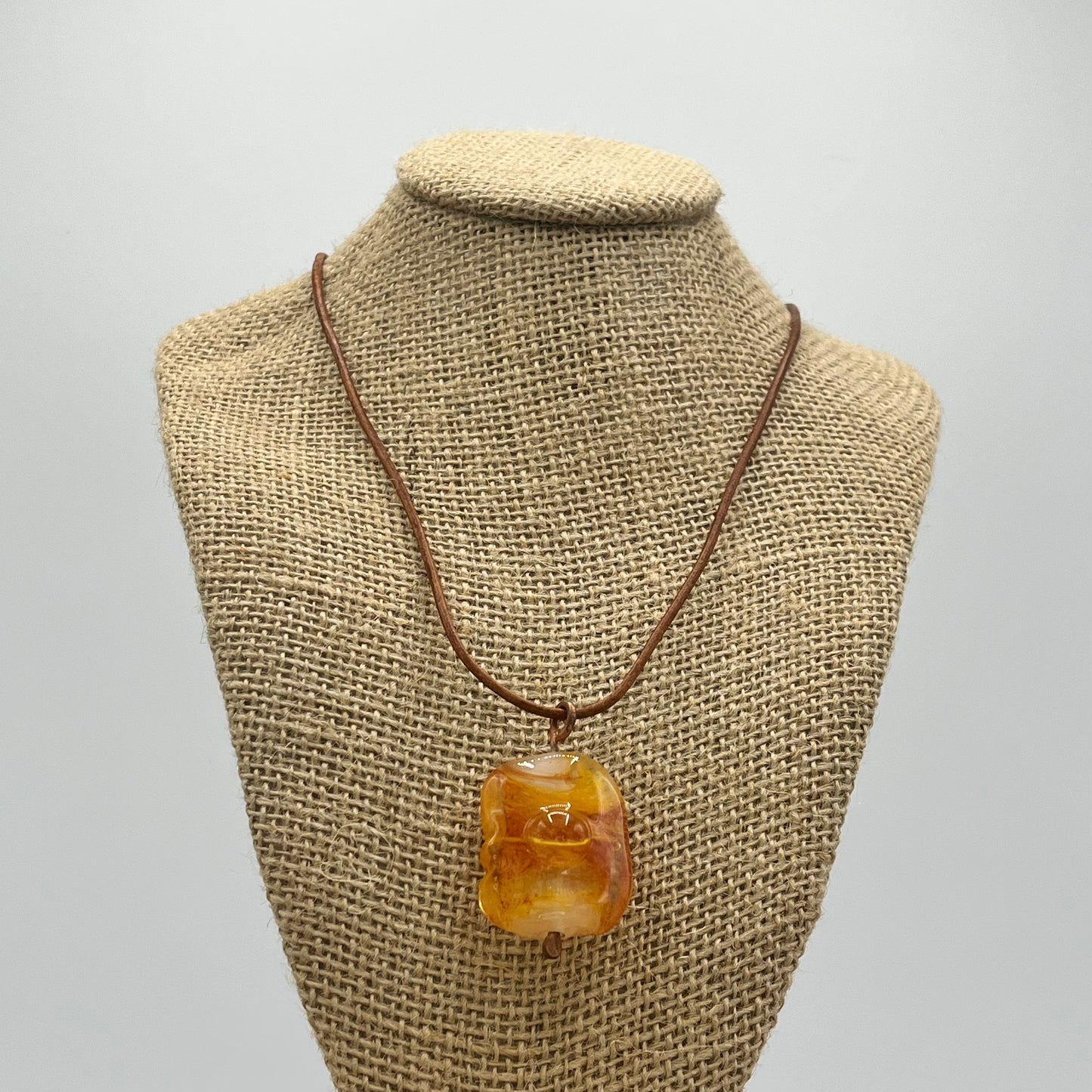 Glass Pendant with Leather Cord