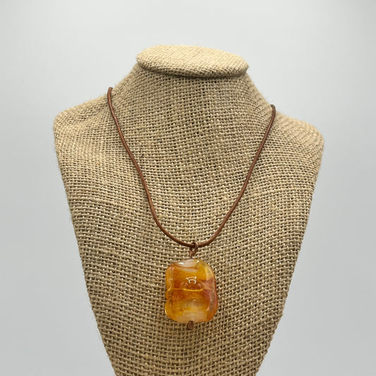 Glass Pendant with Leather Cord