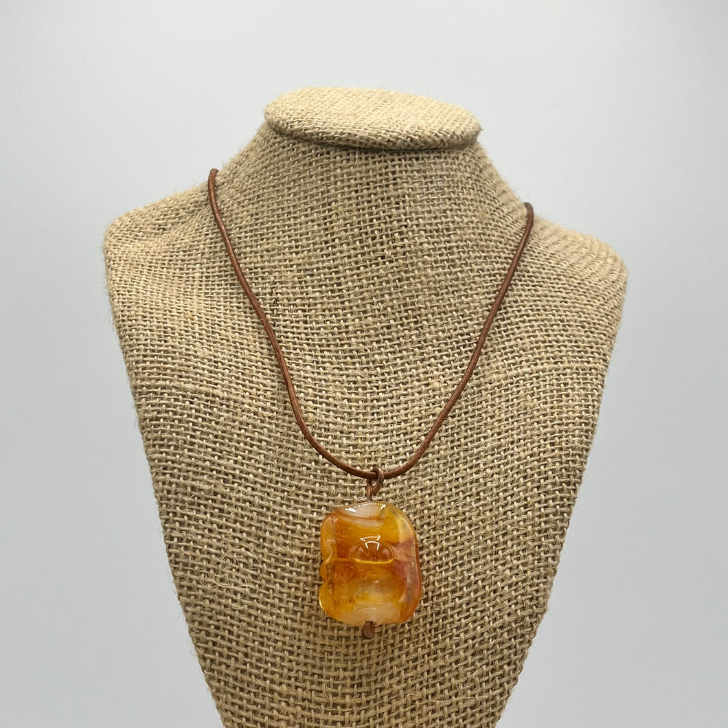 Glass Pendant with Leather Cord