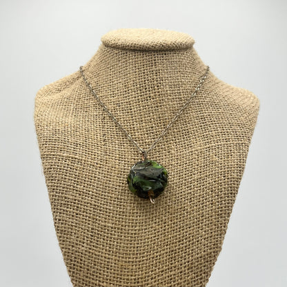 Color Glass Pendant with Silver Chain