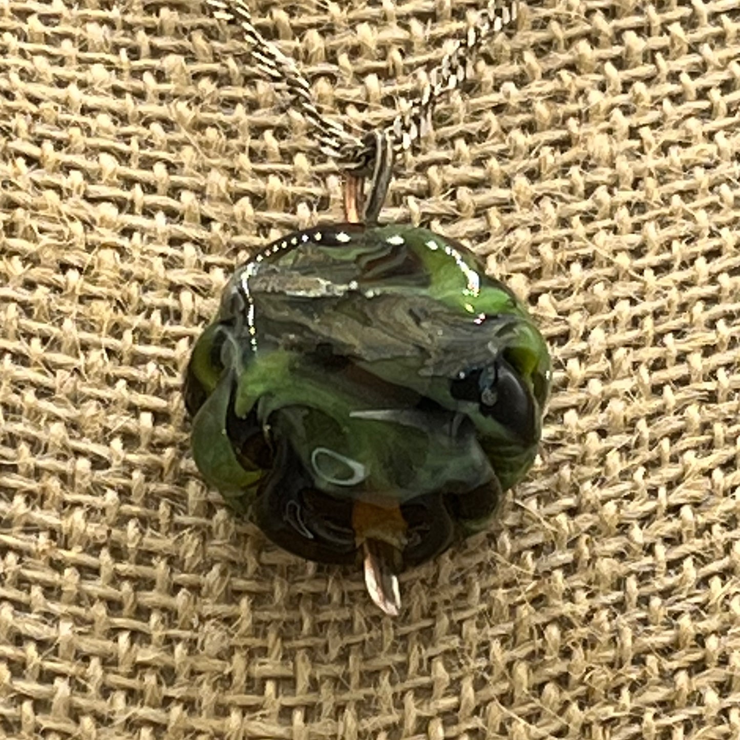 Color Glass Pendant with Silver Chain