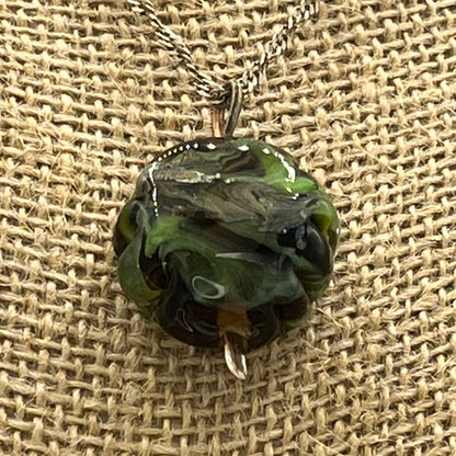 Color Glass Pendant with Silver Chain