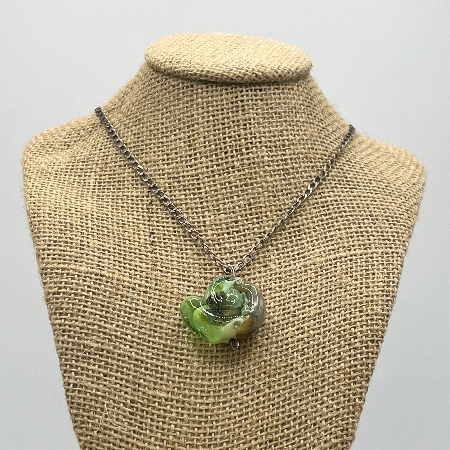 Color Glass Pendant with Silver Chain
