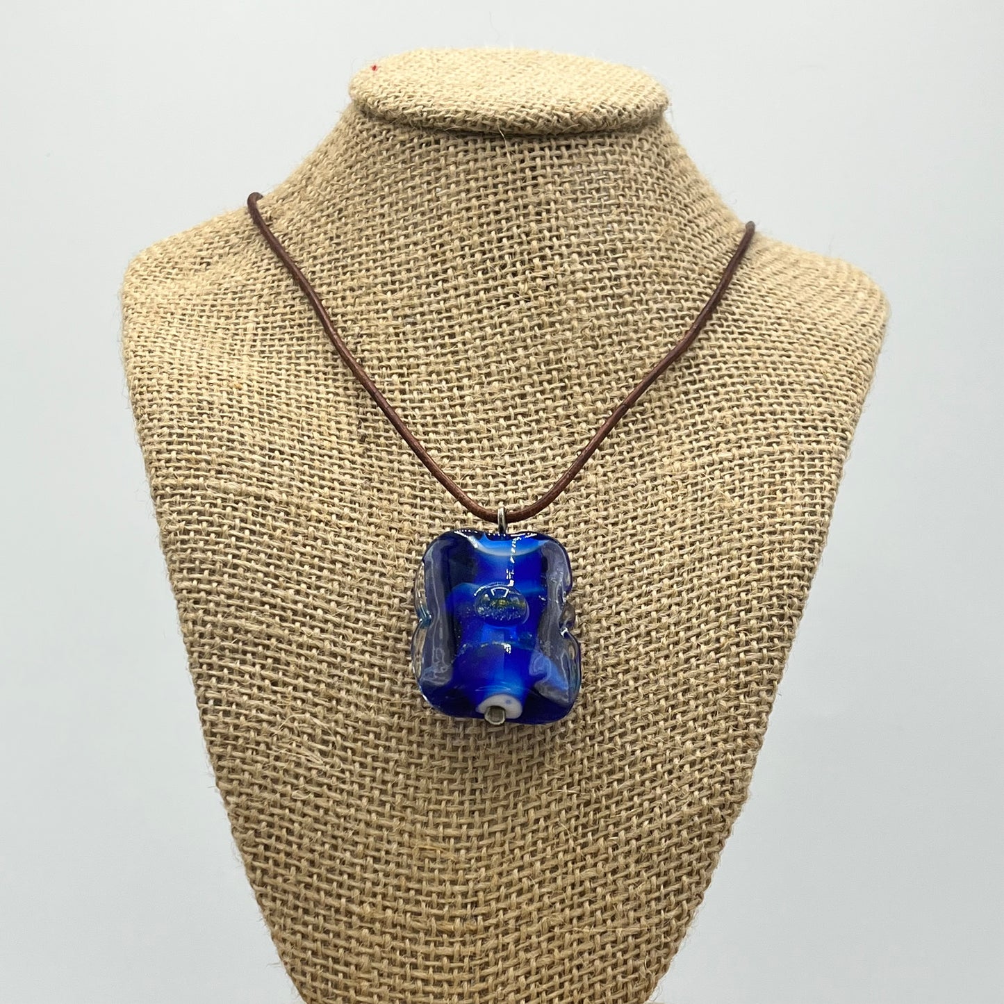 Glass Pendant with Leather Cord