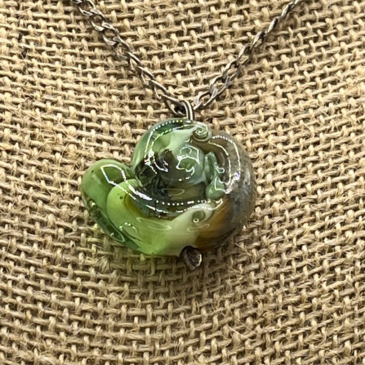 Color Glass Pendant with Silver Chain