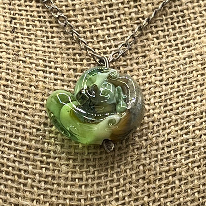 Color Glass Pendant with Silver Chain